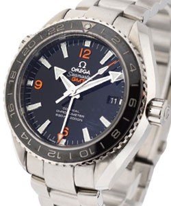 Seamaster Planet Ocean GMT Automatic in Steel On Steel Bracelet with Black Dial - Black Bezel