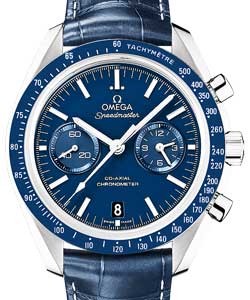 Speedmaster Moonwatch Co-Axial Chronograph in Titanium On Blue Crocodile Strap with Blue Dial - Blue Bezel