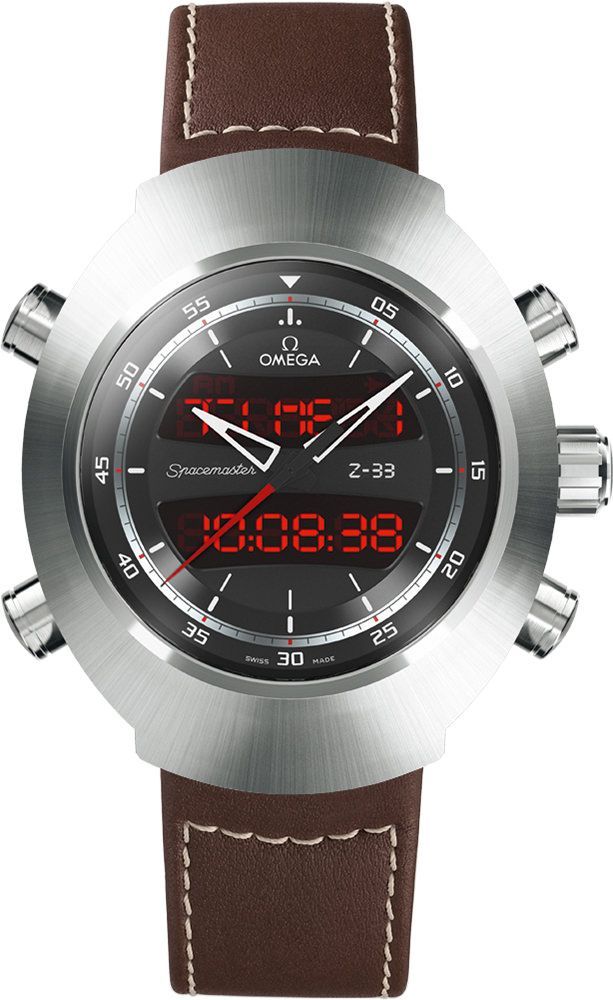 Speedmaster Spacemaster Z-33 Chronograph in Titanium on Brown Leather Strap with Gray Digital Dial