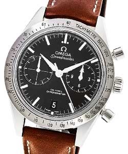 Speedmaster 57 Co-Axial Chronograph in Steel On Brown Calfskin Leather Strap with Black Dial