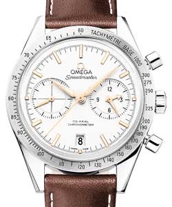 Speedmaster 57 Co-Axial Chronograph 41.5mm in Steel On Brown Leather Strap - Silver Dial - Gold Subdials
