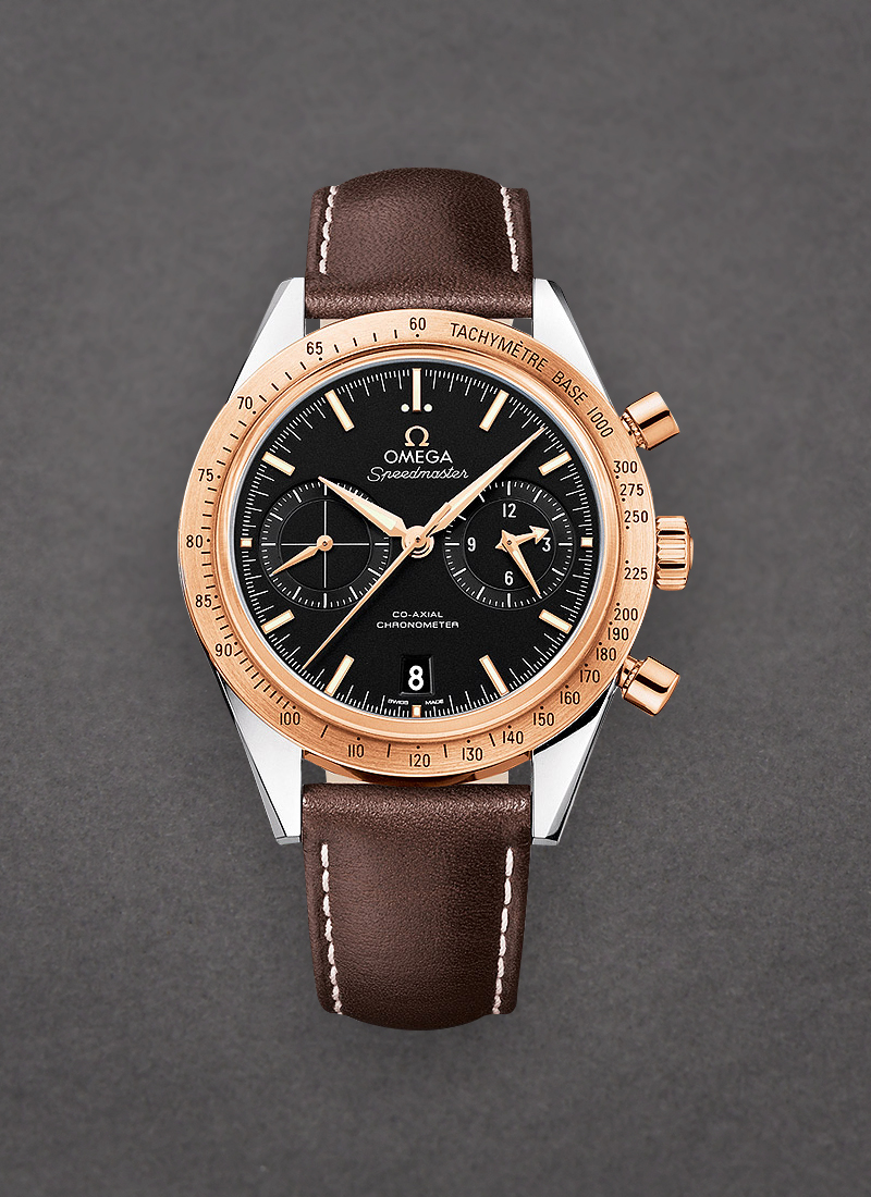 Omega Speedmaster 57 Co-Axial Chronograph in Steel with Rose Gold Bezel