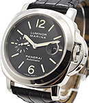 PAM 104 - Marina New Style Closed Six Dial in Steel on Black Crocodile Leather Strap with Black Dial