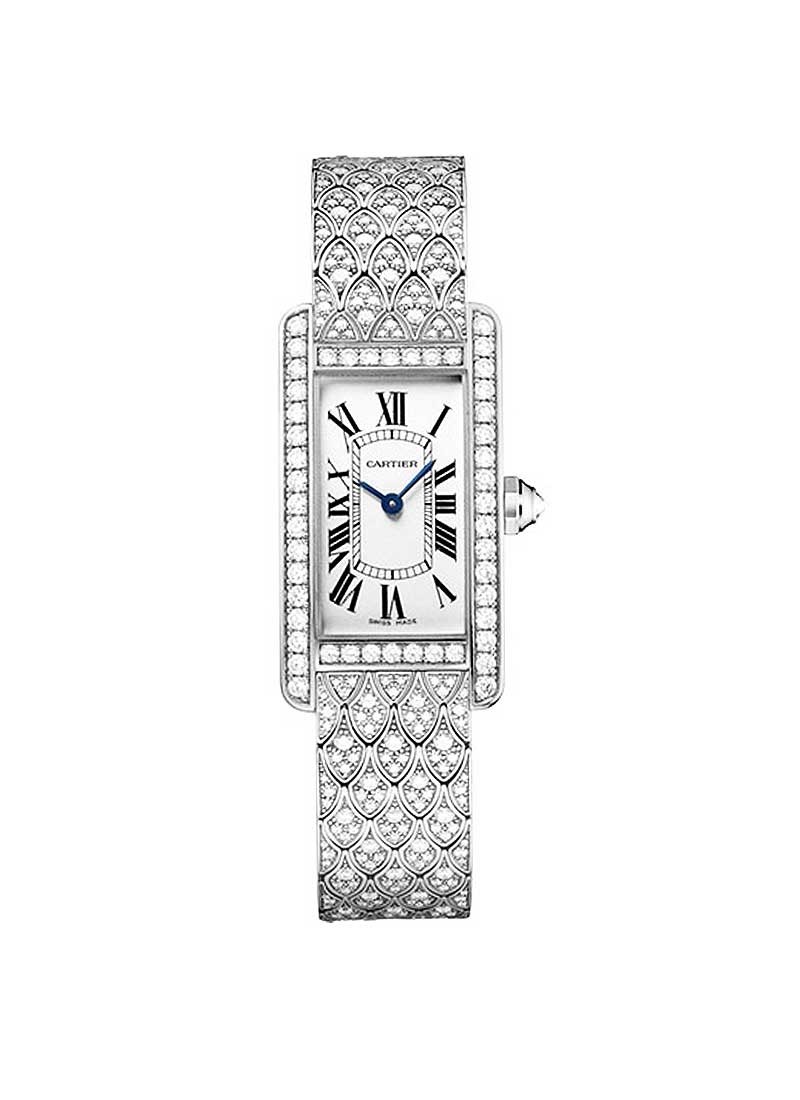 Cartier Tank Americaine with Diamonds in Rhodiumized White Gold
