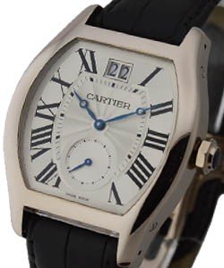 Tortue XL Limited Edition in White Gold On Black Leather Strap with Silver Roman Dial