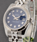 Datejust Automatic in Steel with White Gold Fluted Bezel On Steel Jubilee Bracelet with Blue Diamond Dial