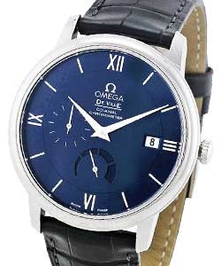 De Ville Prestige Co-Axial in Steel on Black Alligator Leather Strap with Blue Roman Dial