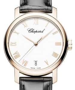 Classic Ladys Automatic in Rose Gold On Black Crocodile Strap with White Roman Dial