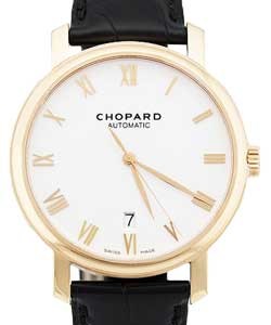 Classic Mens Automatic in Rose Gold On Black Crocodile Strap with White Roman Dial