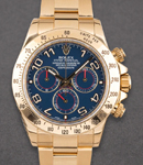 Daytona 40mm in Yellow Gold on Oyster Bracelet with Blue Arabic Dial