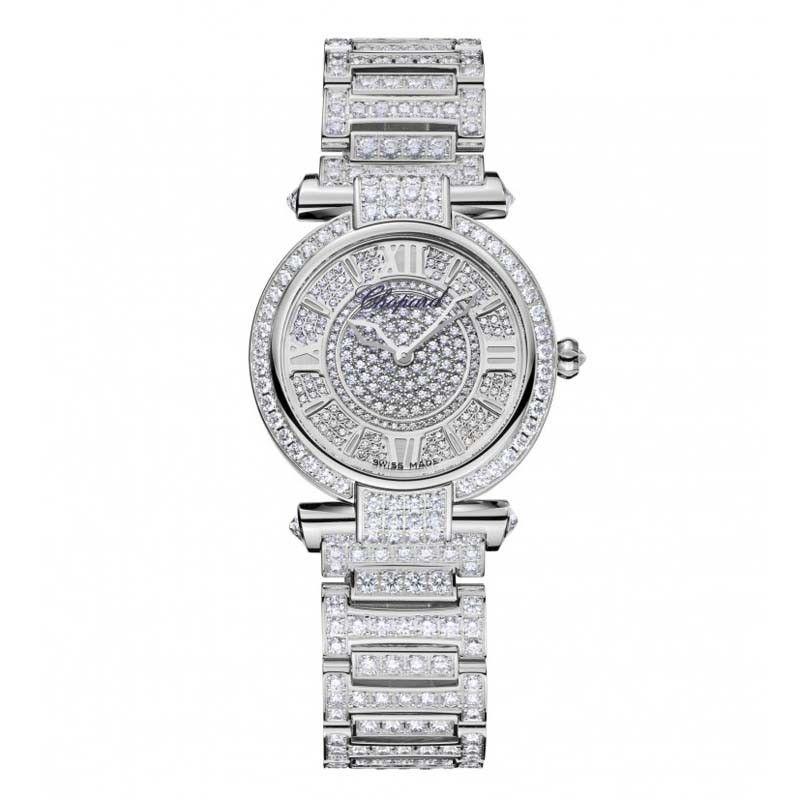 Imperiale Ladies 28mm in White Gold with Diamond Bezel On White Gold Pave Diamond Bracelet with Pave Diamond Dial
