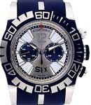 Easy Diver 46mm Chronograph Automatic in Steel On Blue Rubber Strap with Silver Dial with Blue Subdials