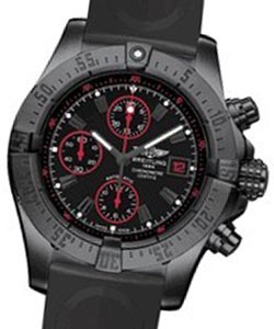 Avenger Chronograph mens Automatic in Black PVD Steel On Black Rubber Strap with Black Dial - Red Markers