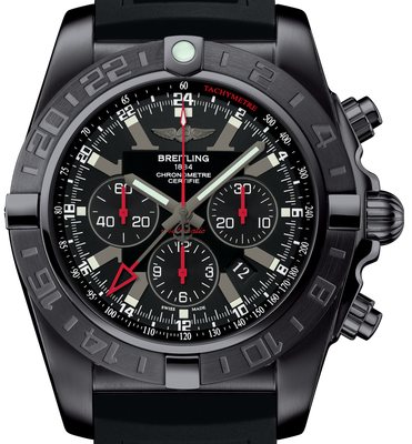 Chronomat GMT Automatic in Black PVD Steel On Black Rubber Strap with Black Dial - Red Markers