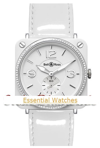 BR-S Quartz in Steel and White Cearmic - Diamond Dial White Ceramic on Strap with White Dial