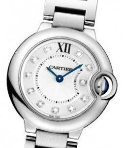 Ballon Bleu de Cartier in Steel on Steel Bracelet with Silver Diamond Dial