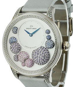 The Heure Celeste Automatic - White Gold -Diamond Bezel On Silver Satin Strap with MOP Pave Amethyst Dial