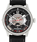 AMVOX2 Chronograph Mens Automatic in Steel On Black Leather Strap with Black Dial