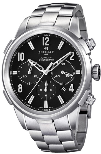 Class-T Chronograph 44mm Automatic in Steel On Steel Bracelet with Black Arabic Dial
