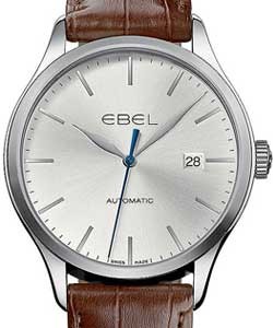 Classic Automatic in Steel on Brown Leather Strap with Silver Galvanic Dial