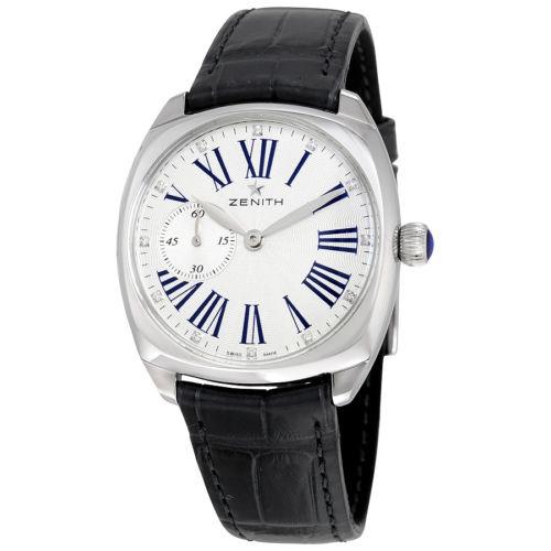 Heritage Ladies in Steel On Black Crocodile Strap with Silver Roman Diamond Dial