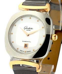 Pavonina Ladies 31mm Quartz in 2-Tone On Gray Satin Strap with White MOP Guilloche Dial