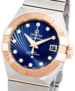 Constellation Brushed Chronometer Two Tone Steel - Rose Gold Bezel on Bracelet - Blue Diamond Dial