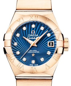 Constellation Brushed Chronometer in Rose Gold On Rose Gold Bracelet with Blue Diamond Dial