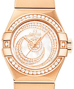 Constellation Co-Axial in Rose Gold with Diamond Bezel on Rose Gold Bracelet with White MOP Diamond Dial