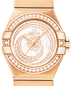 Constellation Co-Axial in Rose Gold with Diamond Bezel on Rose Gold Bracelet with White MOP Diamond Dial