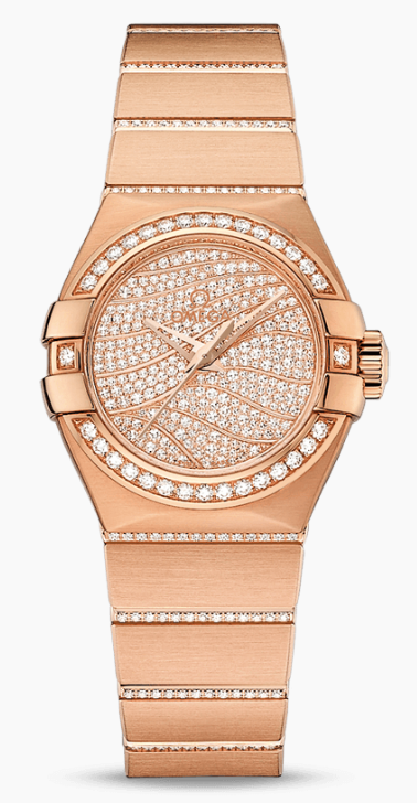 Constellation Brushed Chronometer in Rose Gold with Diamond Bezel on Rose Gold Diamond Bracelet with Pave Diamond Dial