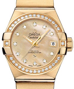 Constellation Chronometer in Yellow Gold with Diamond Bezel On Yellow Gold Bracelet with Champagne MOP Diamond Dial
