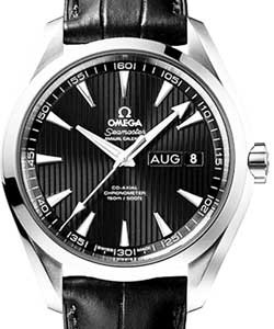 Aqua Terra 150M Co-Axial in Steel On Black Crocodile Leather Strap with Black Dial