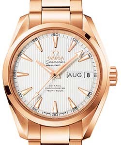 Aqua Terra 150M Co-axial 39mm in Rose Gold on Rose Gold Bracelet with Silver Dial