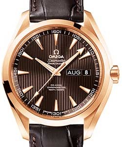 Aqua Terra 150M Co-axial 43mm in Rose Gold On Brown Crocodile Leather Strap with Gray Dial