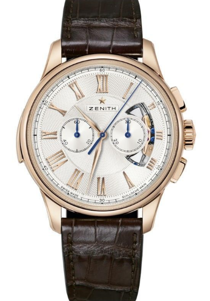 Academy Repetition Minutes Chronograph in Rose Gold On Brown Crocodile Leather Strap with Silver Roman Dial