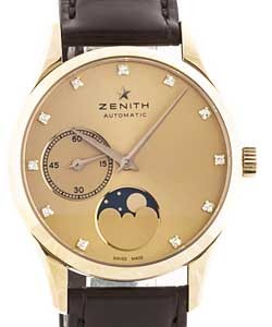 Heritage Ultra Thin Lady Moonphase in Rose Gold On Brown Alligator Leather Strap with Gold Colored Diamond Dial