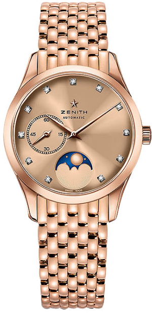Heritage Ladies Automatic in Rose Gold On Rose Gold Bracelet with Gold Colored Diamond Dial