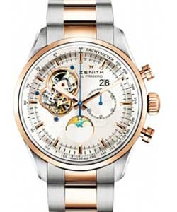 El Primero Chronomaster Open Moon in Steel and Rose Gold Bezel On Steel and Rose Gold Bracelet with Silver Sunray Dial