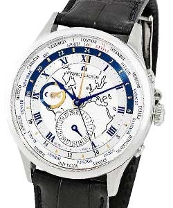 Materpiece Worldtimer Mens Automatic in Steel On black Crocodile Strap - Blue and Silver Roman Dial