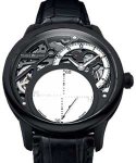 Masterpiece Seconde Mysterieuse in Black PVD Steel On Black Crocodile Leather Strap with Skeleton Dial