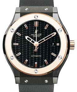 Classic Fusion King Automatic in Ceramic with Rose Gold Bezel On Black Rubber Strap with Matte Carbon Fiber Dial