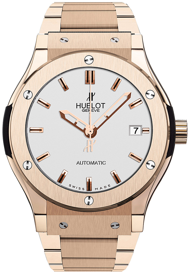 Classic Fusion King 45mm Automatic in Rose Gold On Rose Gold Bracelet with Opalin White Dial