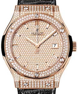 Classic Fusion 45mm King in Rose Gold with Diamonds Bezel On Black Crocodile Leather Strap with Pave Diamond Dial