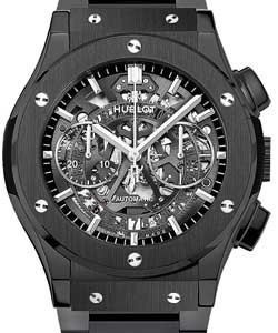 Classic Fusion 45mm Aero Chronograph in Black Ceramic On Black Ceramic Bracelet with Black Skeleton Dial
