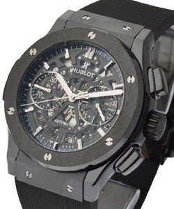 Classic Fusion 45mm Aero Chronograph in Black Ceramic On Black Rubber Strap with Black Skeleton Dial