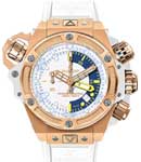 King Power Oceanographic Monaco 1000 in Rose Gold - Limited Edition On White Rubber Strap with White and Blue Dial