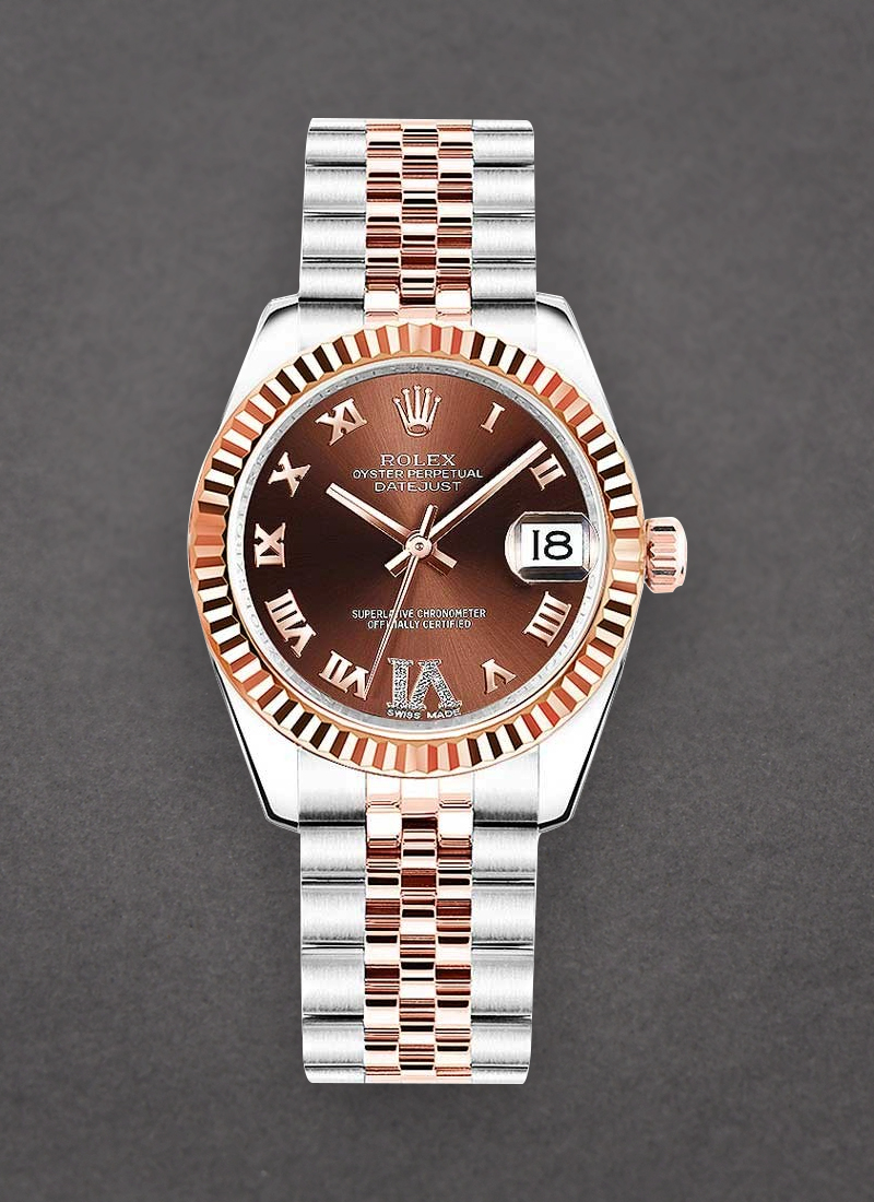 Rolex Unworn Datejust 31mm in Steel with Rose Gold Fluted Bezel