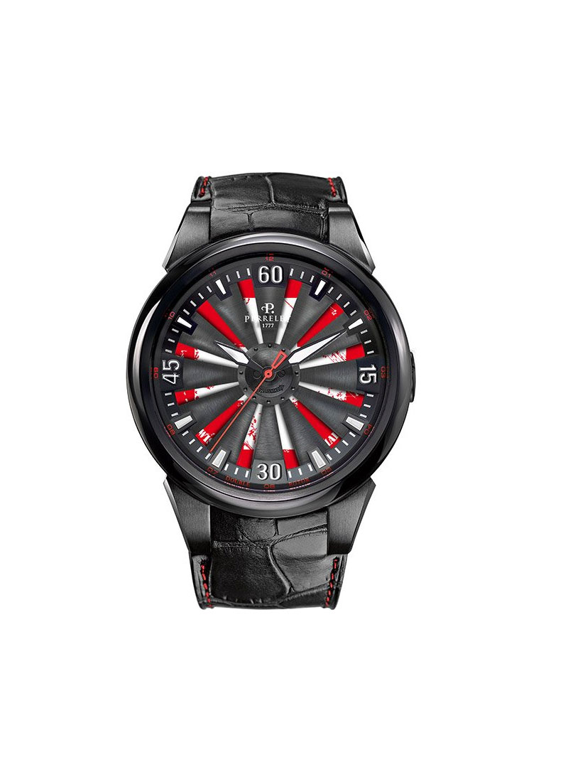 Perrelet Turbine Swiss Flag Helvetia Automatic in Black DLC Steel