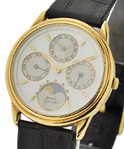 Moonphase Triple Date 33mm in  Yellow Gold on Strap with White Enamel Dial - circa 1980